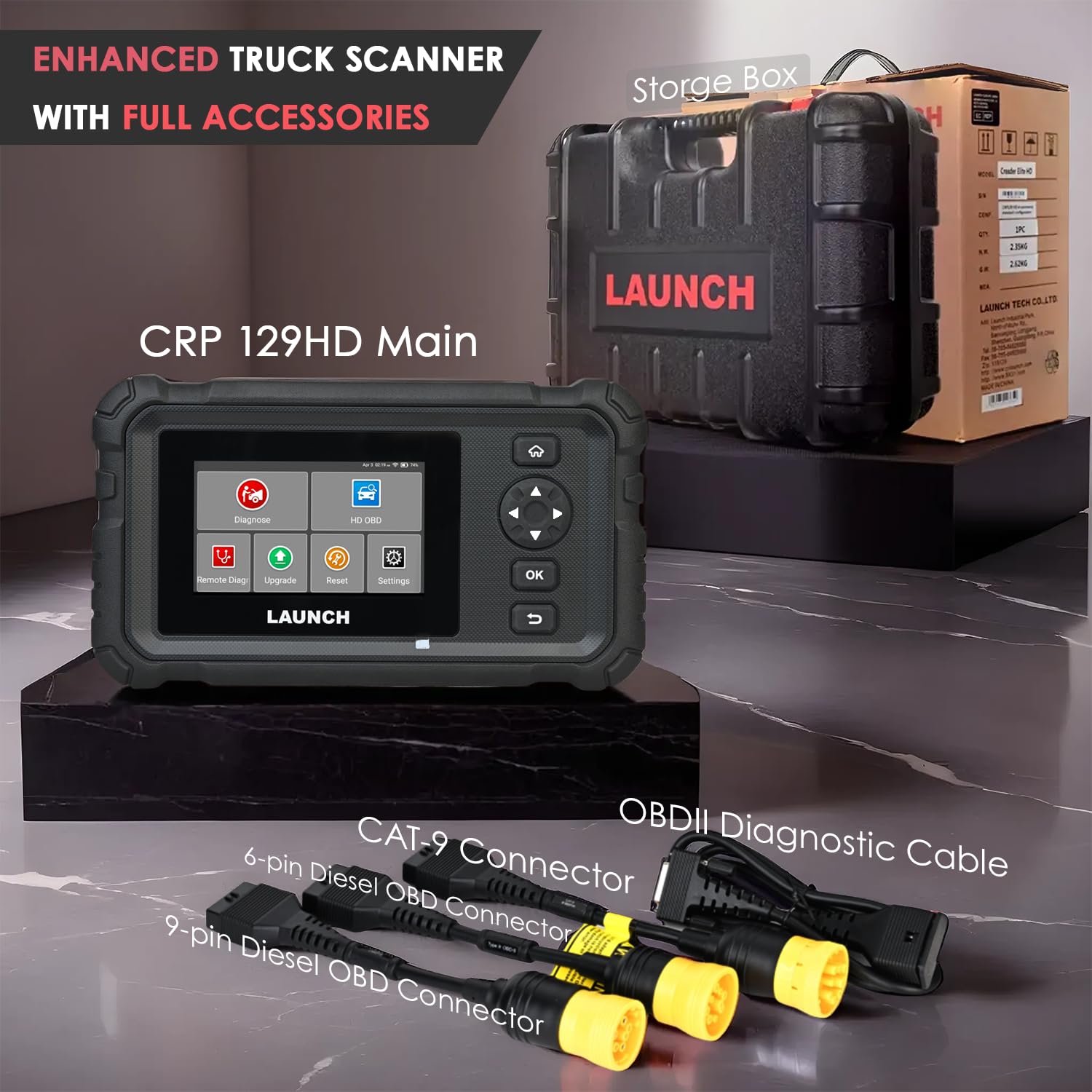 LAUNCH CRP129 Heavy Duty Truck Scanner, Creader Elite HD Diesel