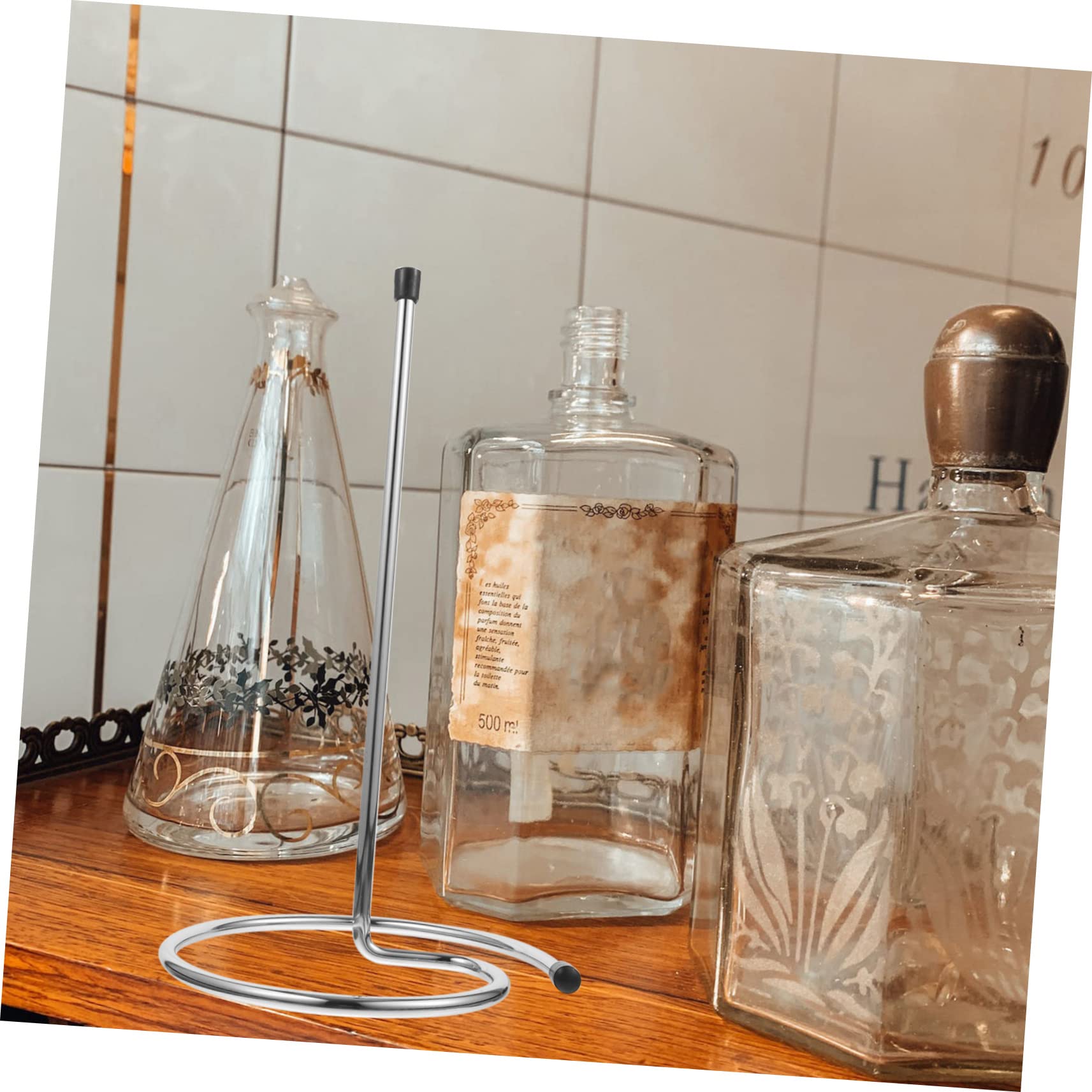 Égouttoir à Carafes à Vin Support 2pcs en Acier Inoxydable Argenté pour Séchage Rapide et Gain de Place pour Bars et Hôtels