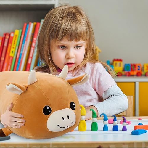 Miniatura 4 de JIEBEI Bonita almohada de peluche de vaca, animales de peluche de vaca, suave almohada de peluche Kawaii, lindos regalos de cumpleaños para niños