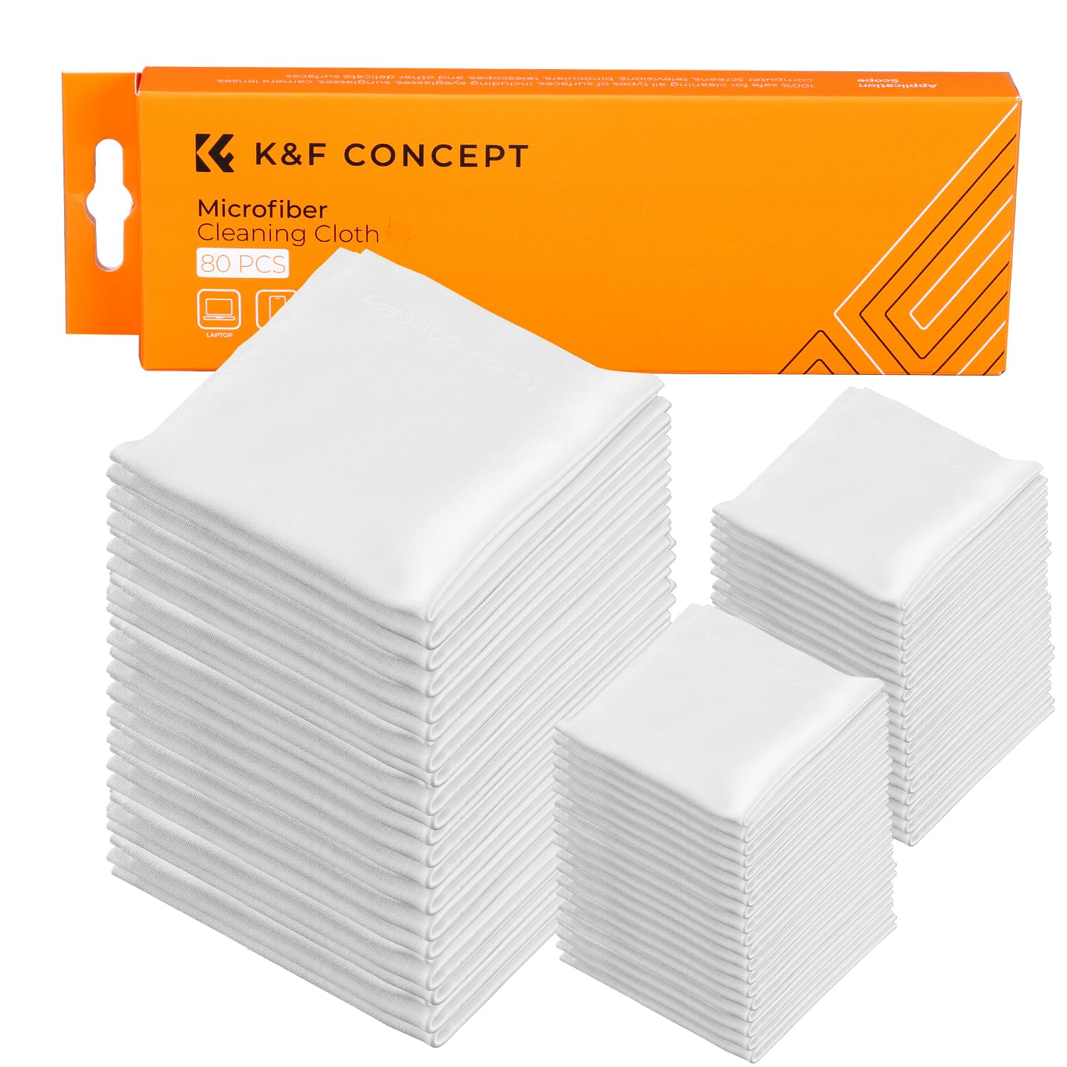 K&F CONCEPT -80 szt. ściereczki do czyszczenia z mikrofibry próżniowe do okularów/ekranów/obiektywów/soczewek/PC, zamszu okularów, chusteczek do okularów, bagietek okularów (80 sztuk)