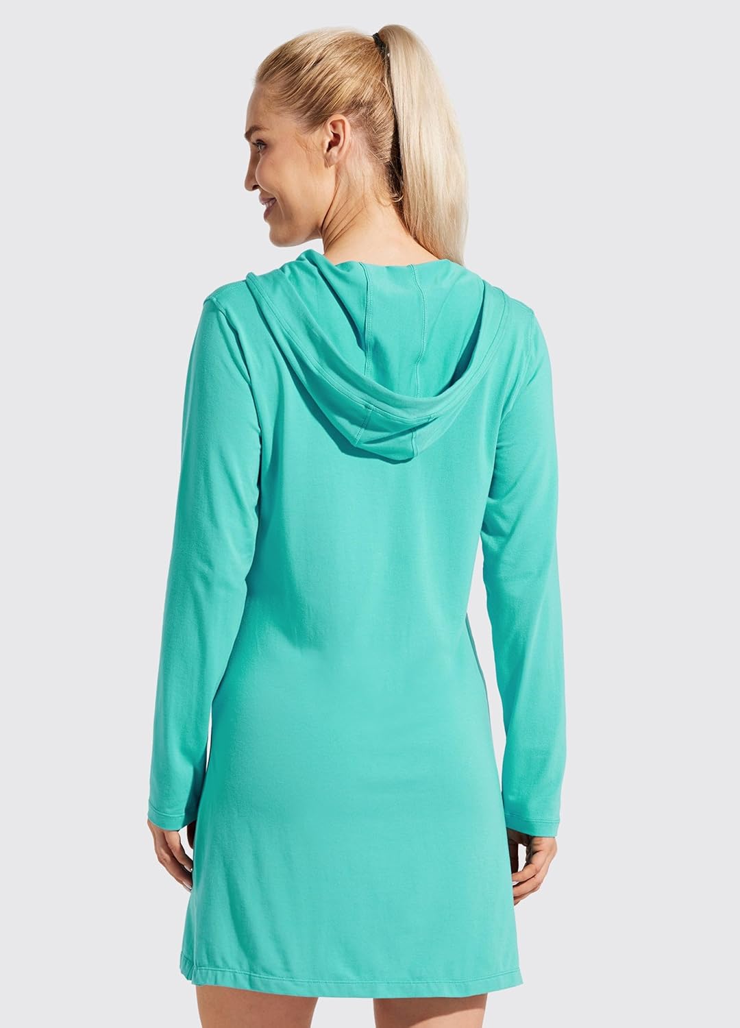 Willit Women's Long Sleeve Cotton Swim Cover Up UPF 50+ SPF Dress Hooded with Pockets Sun Protection Beach Coverup - Image 2