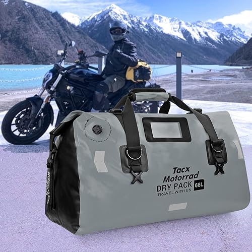 Miniatura 6 de Bolsa de lona impermeable para hombres y mujeres, mochila seca enrollable con correas de fijación rápida, bolsa de sillín de motocicleta para