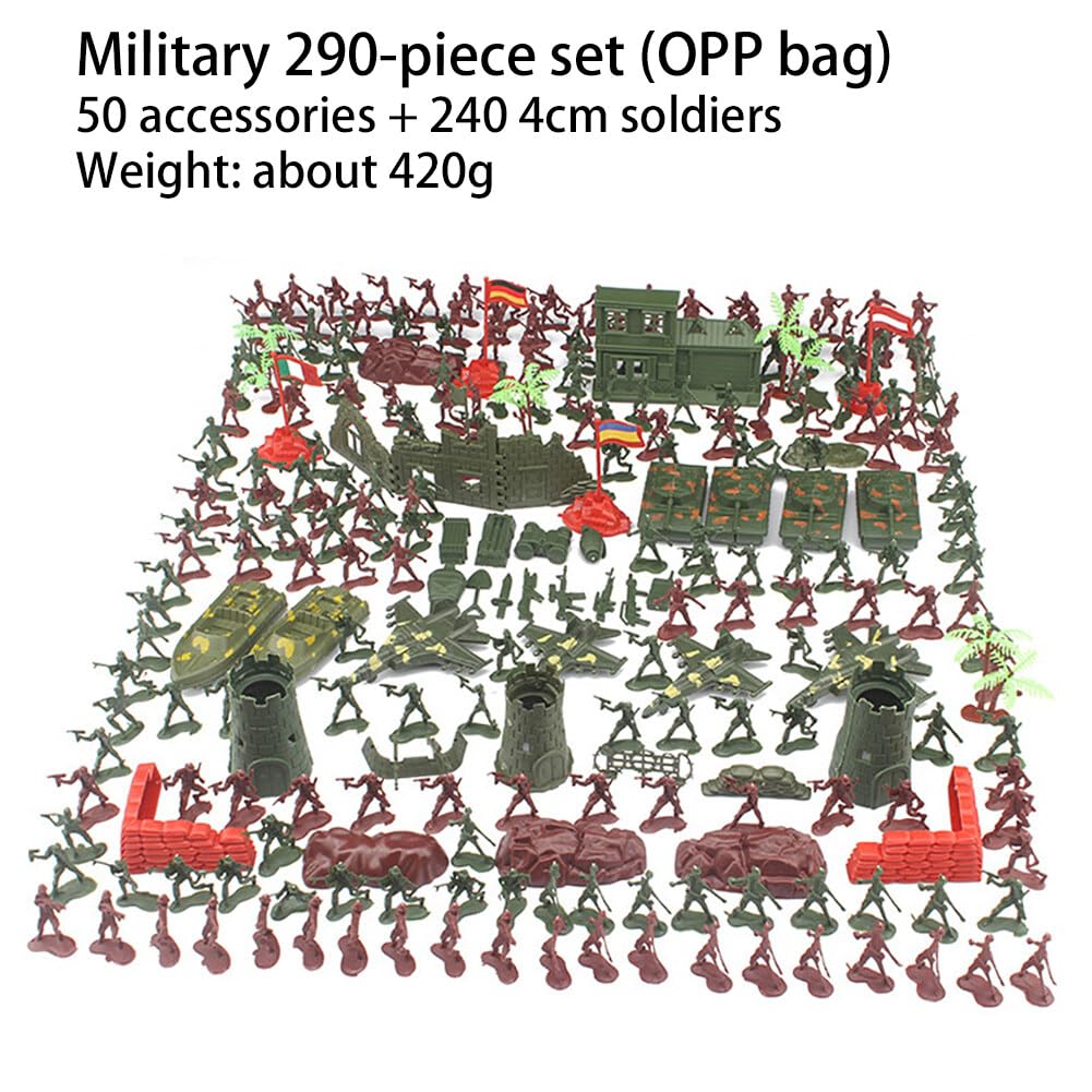 Mini Soldaten Figuren Spielzeug Set Armee Spielzeug Paket Soldier Spielset Armee Actionfiguren Militär Modell Militär Toy Plastik-Soldatenfiguren Spielzeug Militärspielset für Kinder 290Teilig