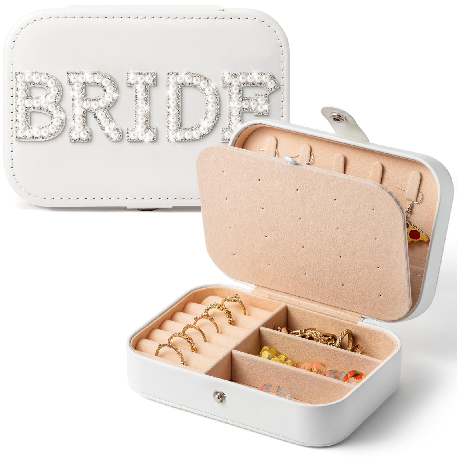 Tazweeq Bride to be Jewelry Box for Bride, Travel Jewelry Box, Portable Jewelry Case, Jewelry Organizer Travel Accessories for Women, Newlywed Gifts, Engagement Gifts