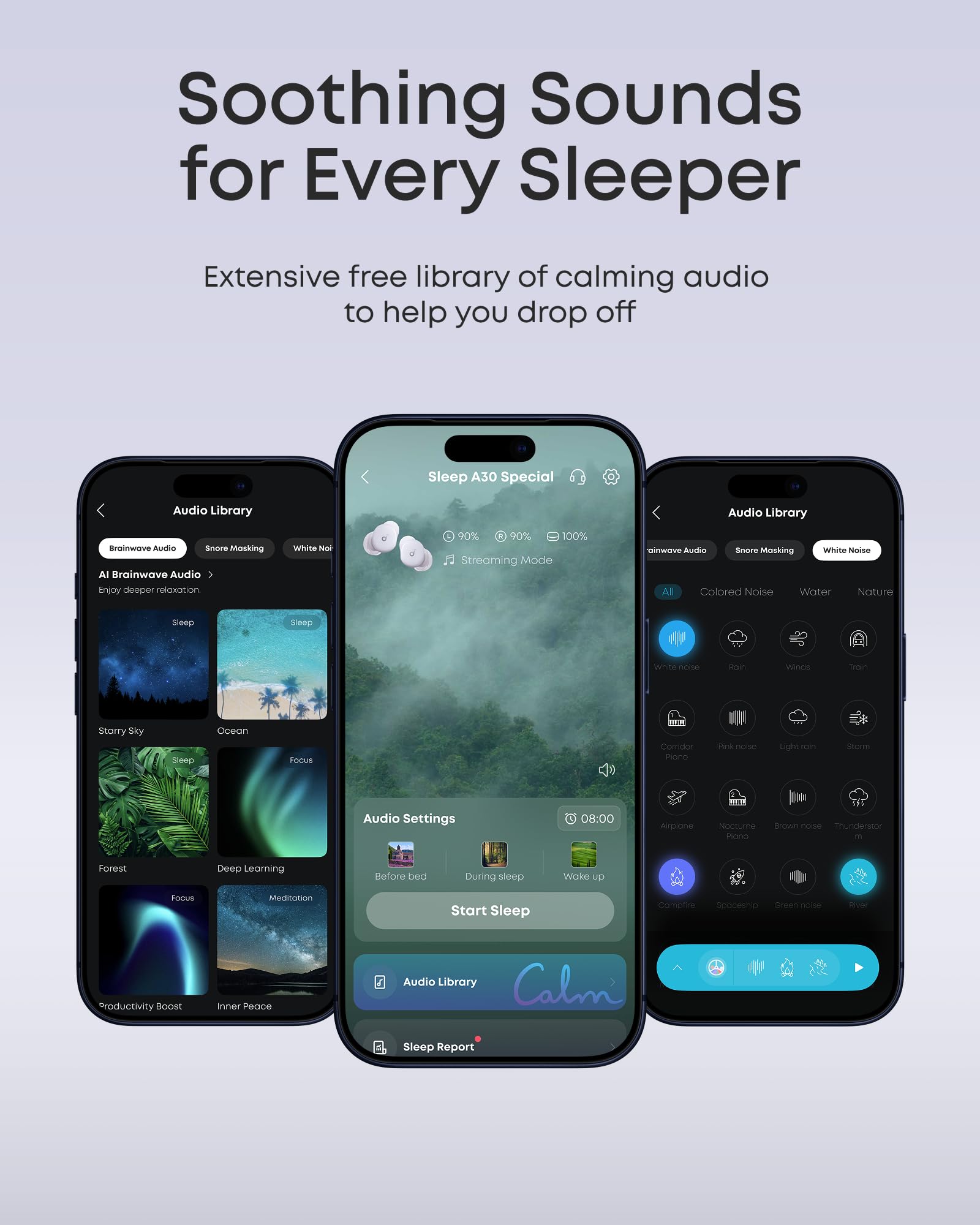 soundcore Sleep A30 by Anker, Sleep Earbuds, Active Noise Cancellation, Passive Noise Cancellation, Adaptive Snore Masking, Extensive Sleep Audio Library, Comfortable for Side Sleepers, 10H Battery — view 8