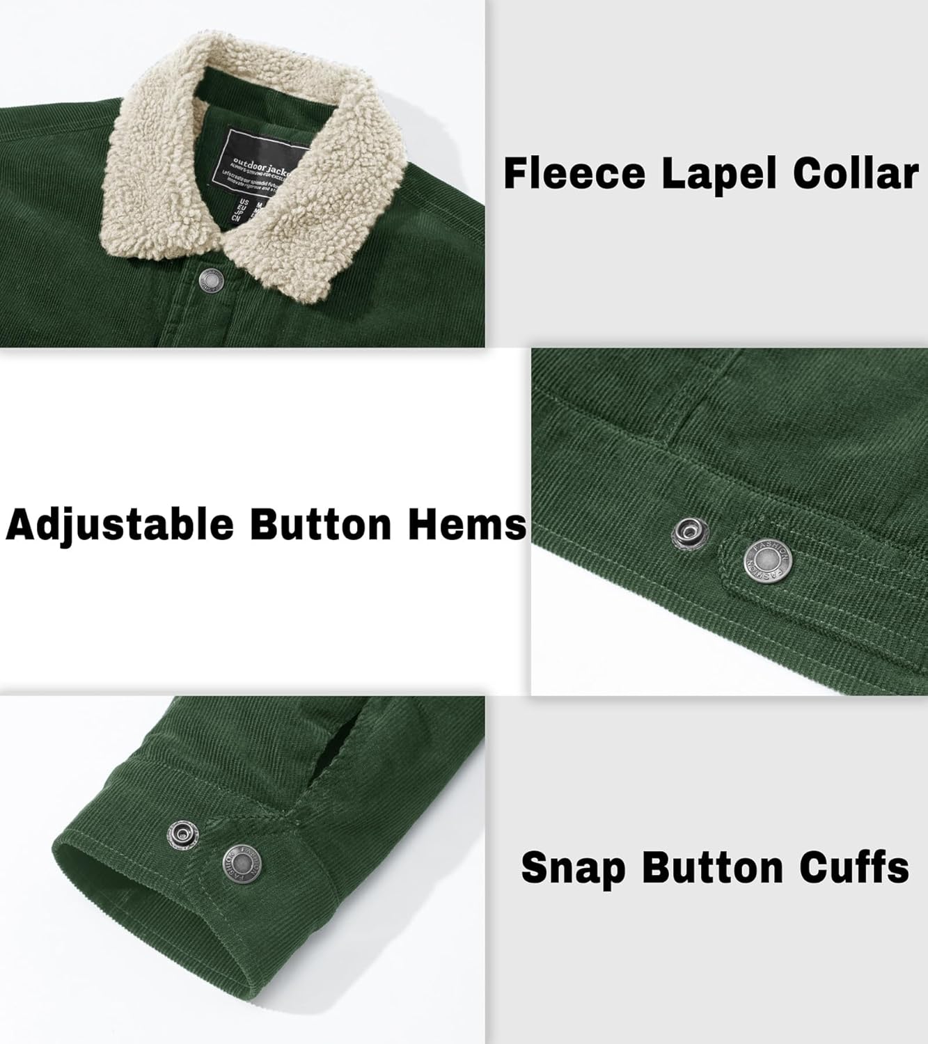 EKLENTSON Men's Corduroy Jackets Sherpa Lined Winter Coats Thermal Warm Fleece Jacket Casual Lapel Trucker Jackets - Image 6