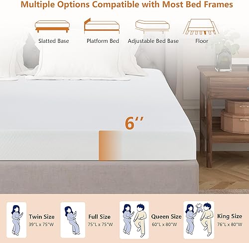 Miniatura 12 de CertiPUR-US - Colchón individual de espuma viscoelástica de gel de 5 pulgadas en una caja, colchón de cama cómodo transpirable de resorte de firmeza