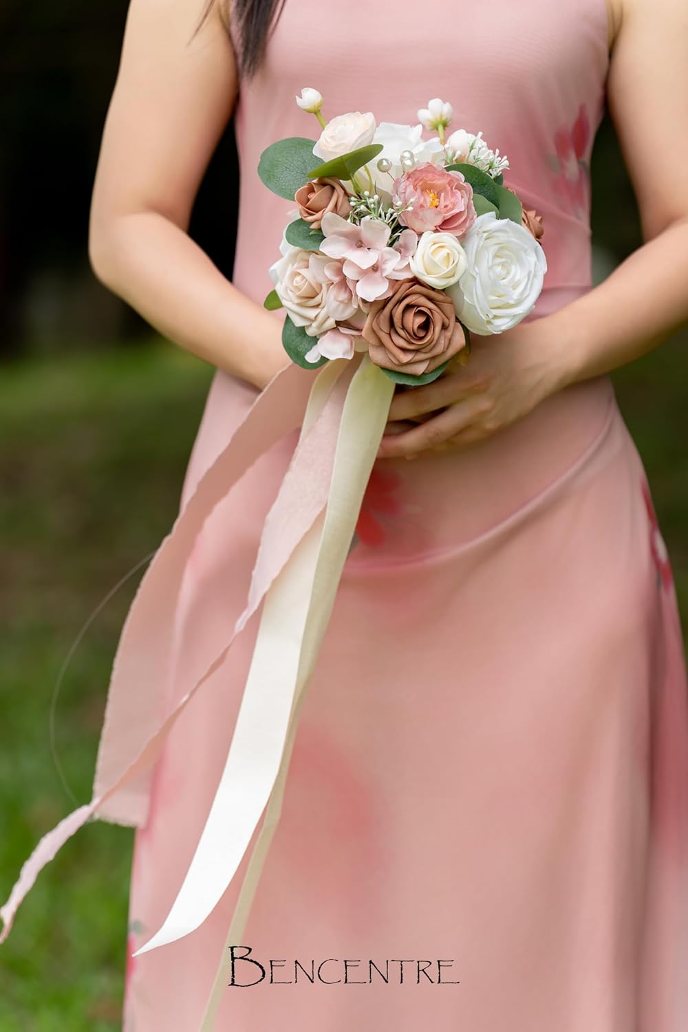 7 Inch Dusty Rose Wedding Bouquet for Bride Bridesmaid,Small Wedding Bouquet, for Marriage Proposal Party and Vintage Wedding Ceremony Anniversary,Artificial Flowers