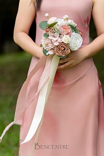 Miniatura 2 de BENCENTRE Ramo de dama de honor de rosa polvorienta de 7 pulgadas para boda, ramo pequeño para boda, para propuesta de matrimonio, fiesta y