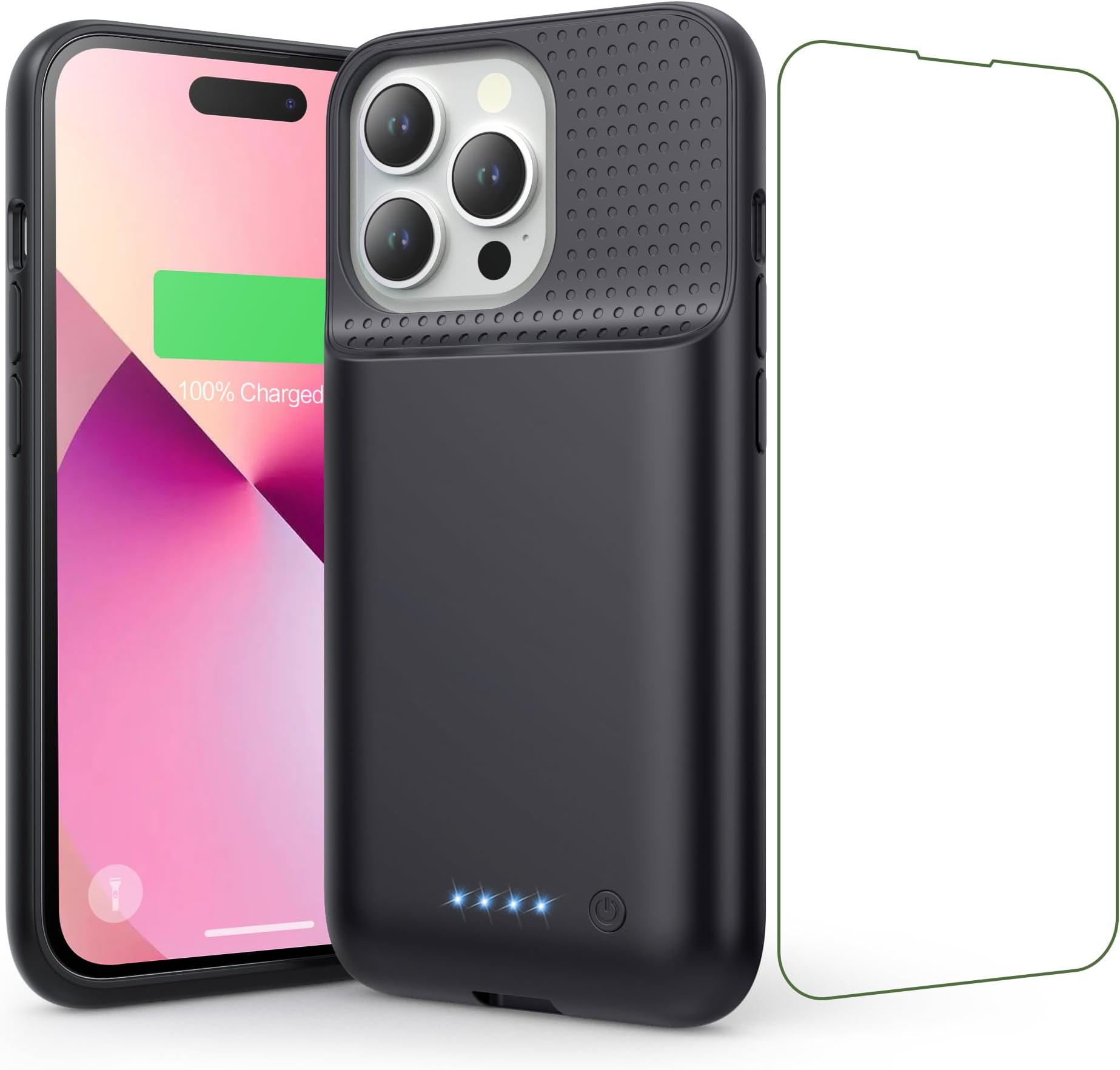Pxwaxpy Battery Case for iPhone 14/13/13 Pro (6.1 Inch), [2024 Upgraded] Ultra-Slim 7500mAh Portable Extended Charger Case Cover for iPhone 14, iPhone 13, iPhone 13Pro Charging Case (Black)