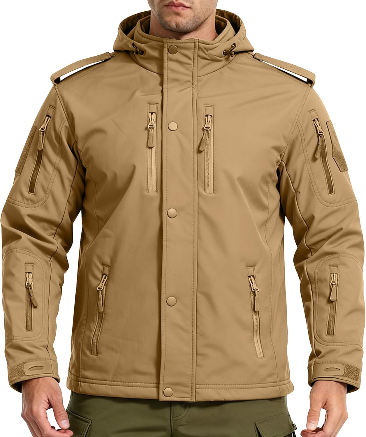 Men's Full Zip Up Winter Jackets Lightweight Hooded Windproof Windbreak Color Blocking Cardigan Pockets