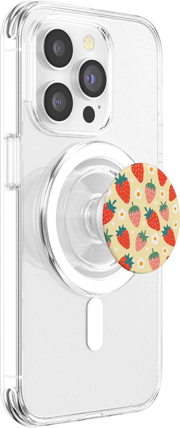 PopSockets Phone Grip – Floral Yellow Strawberry Patch PopSockets PopGrip for MagSafe