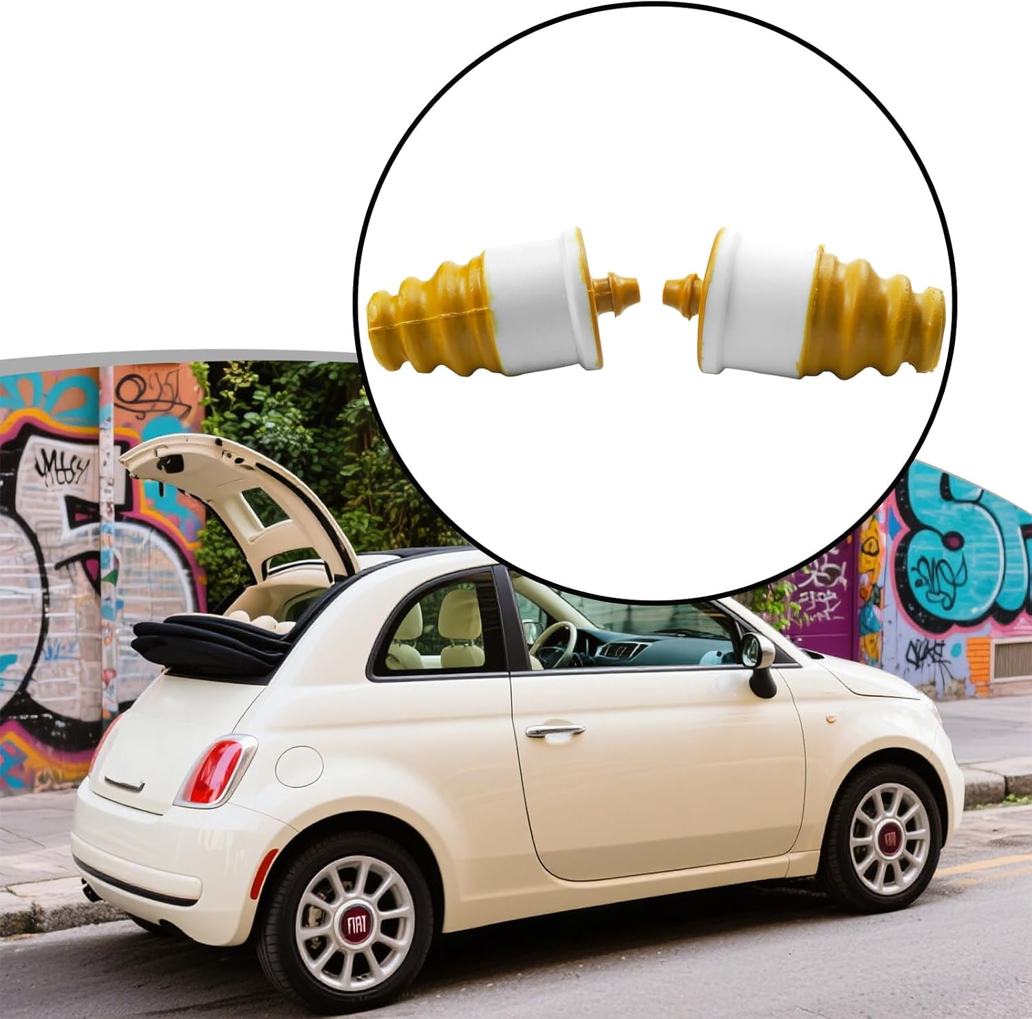 2Pcs Rear Suspension Bump Stop Fits for Fiat 500 2007-2016 500C 2009-2013 Abarth 2008-2016 Panda 2003-2009 Replacement for 51811829 50703905