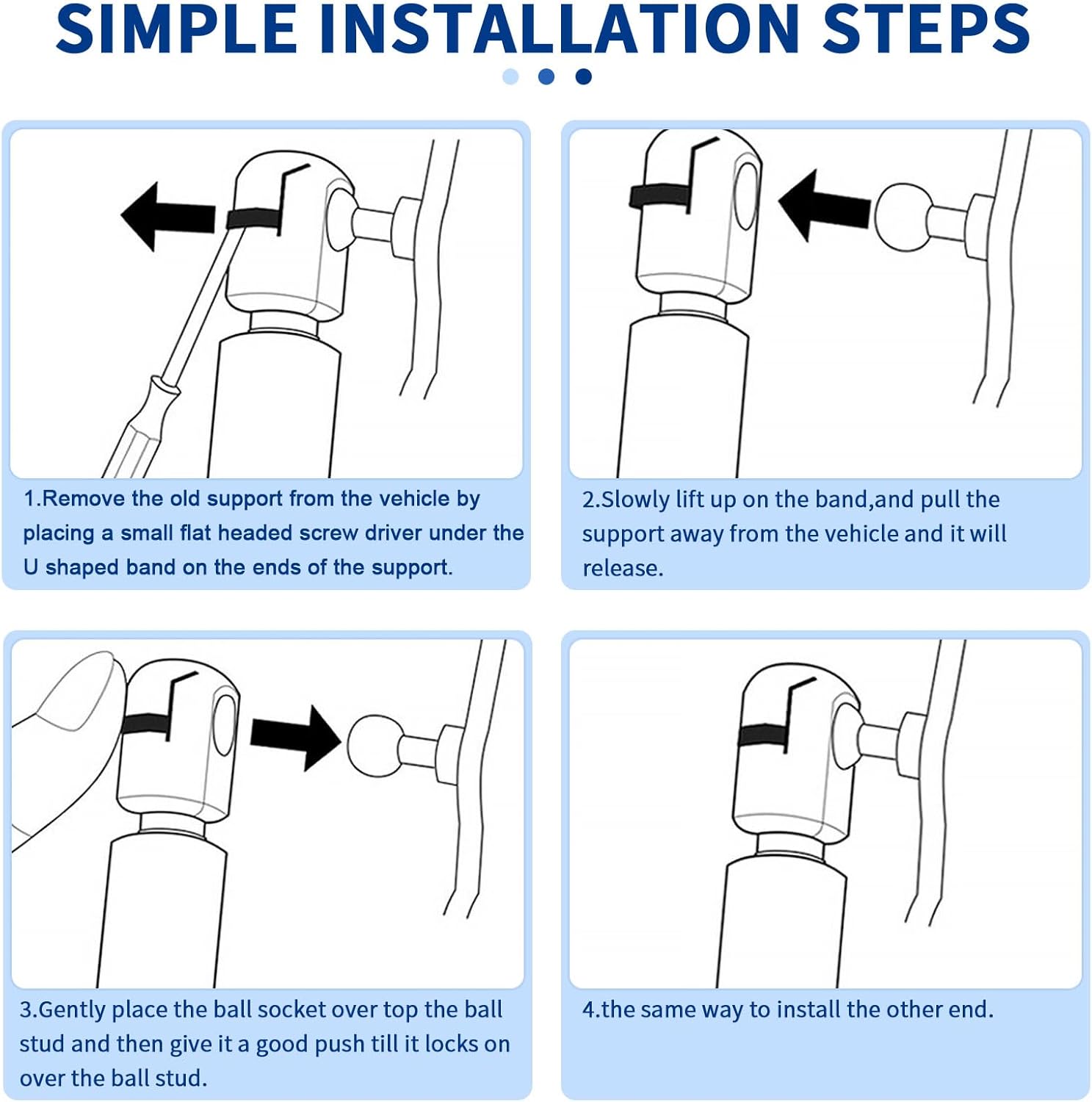 Rear Window Struts for Jeep Wrangler TJ Hard Top 1997-2006, No-Drill Gas Shock Installation, Replaces 8195729 55076310AD