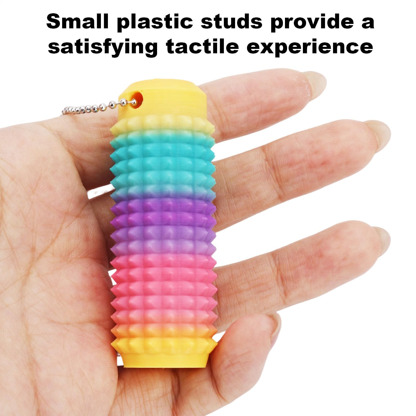 BOXOB 2pcs Pain Stim Fidget Keychains for Relaxation Portable Spiky Grippie Stim Keychains Stimming Sensory Novelty Toys for Adults Friends Coworkers - Image 3