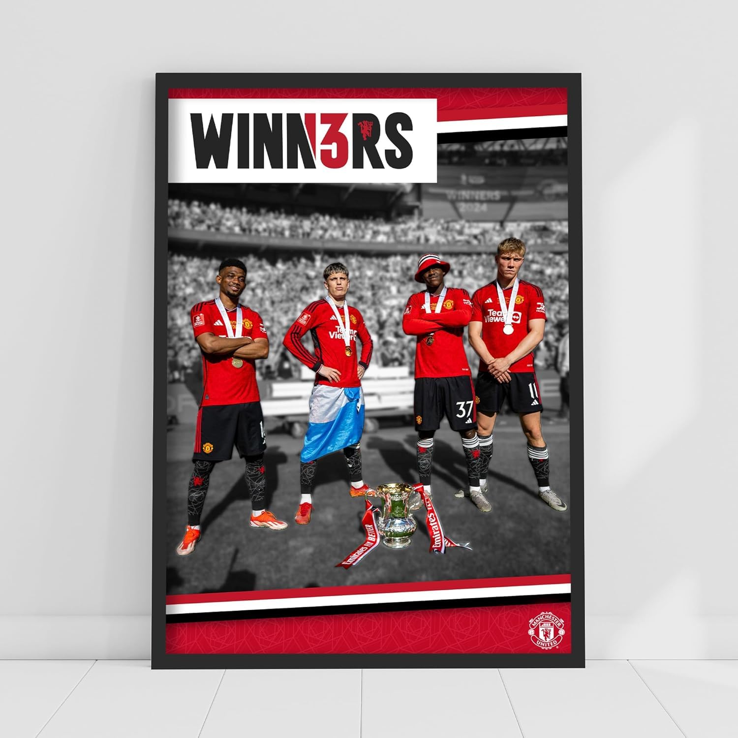 Themed Red Manchester United Fc Print - Winners Portrait Poster Football Wall Art (42Cm X 59.4Cm - A2)