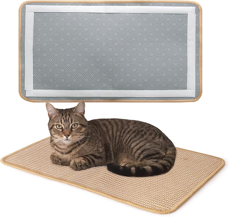 Tapete Arranhador para Gatos em Sisal com Base Antiderrapante e Fita de Gancho e Loop Czoynife, MZD, Pacote com 2