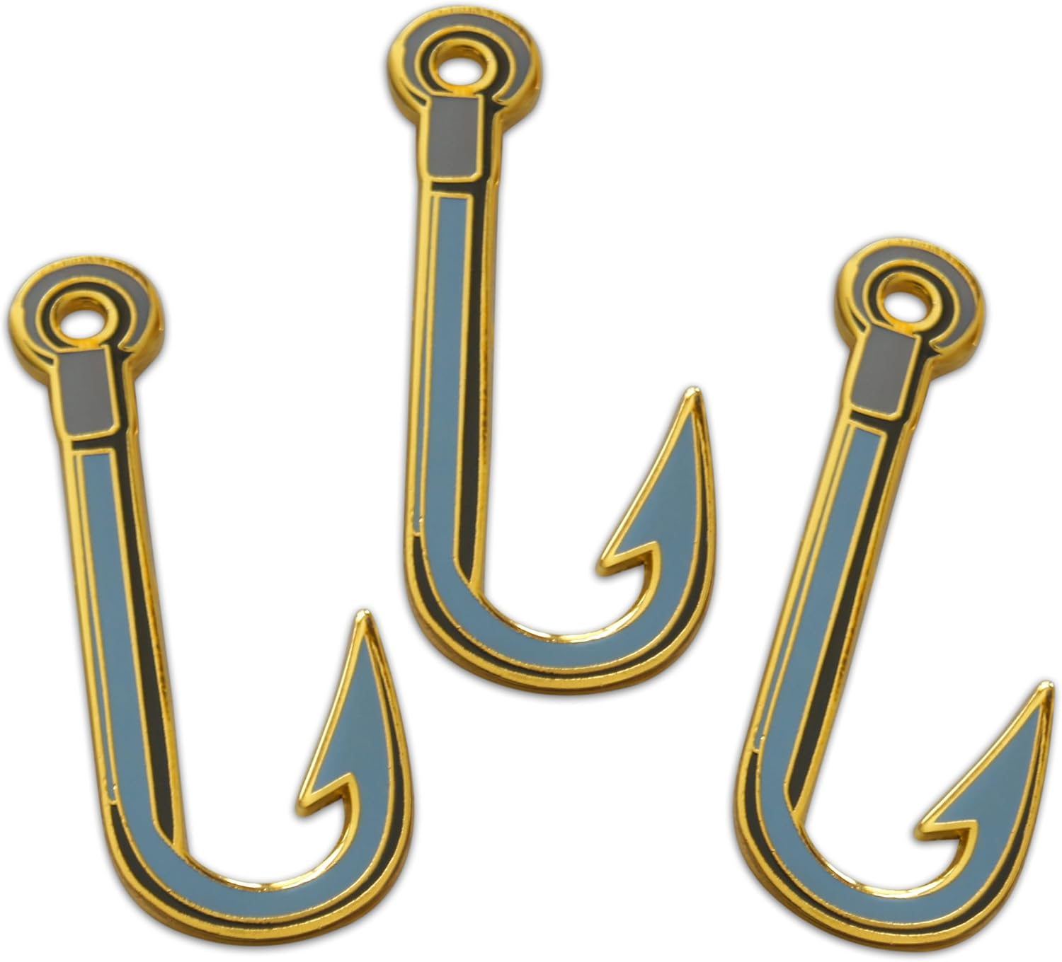 Novel Merk Fish Hook – Gone Fishing Lapel Pin, Hat Pin & Tie Tack Set - with Clutch Back 3 Piece