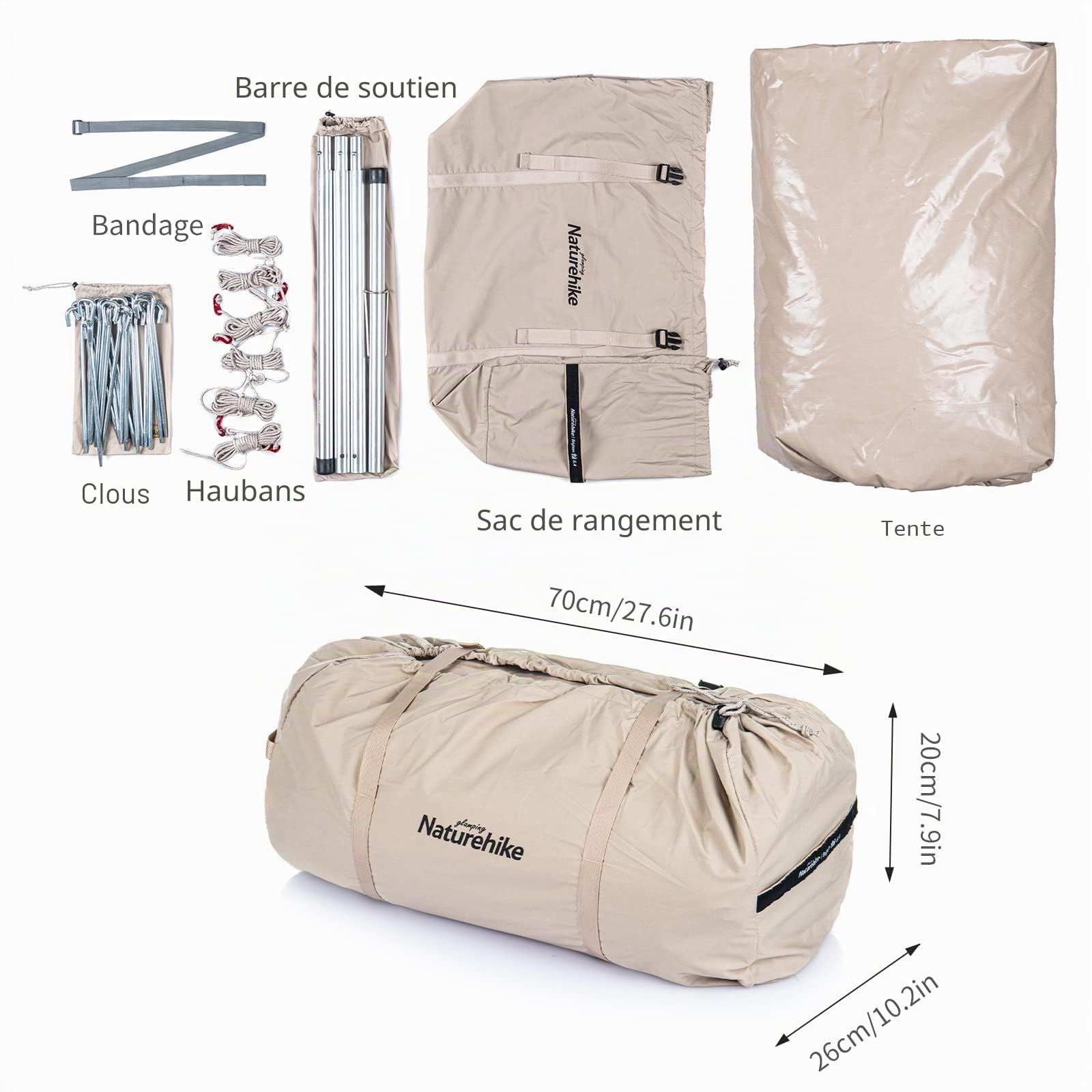 Naturehike Tente de Camping pour 2 à 12 Personnes Tente de Camping tipi pyramidale Indienne en Coton pour Les campings, Les déplacements en Voiture, Les réunions de Famille