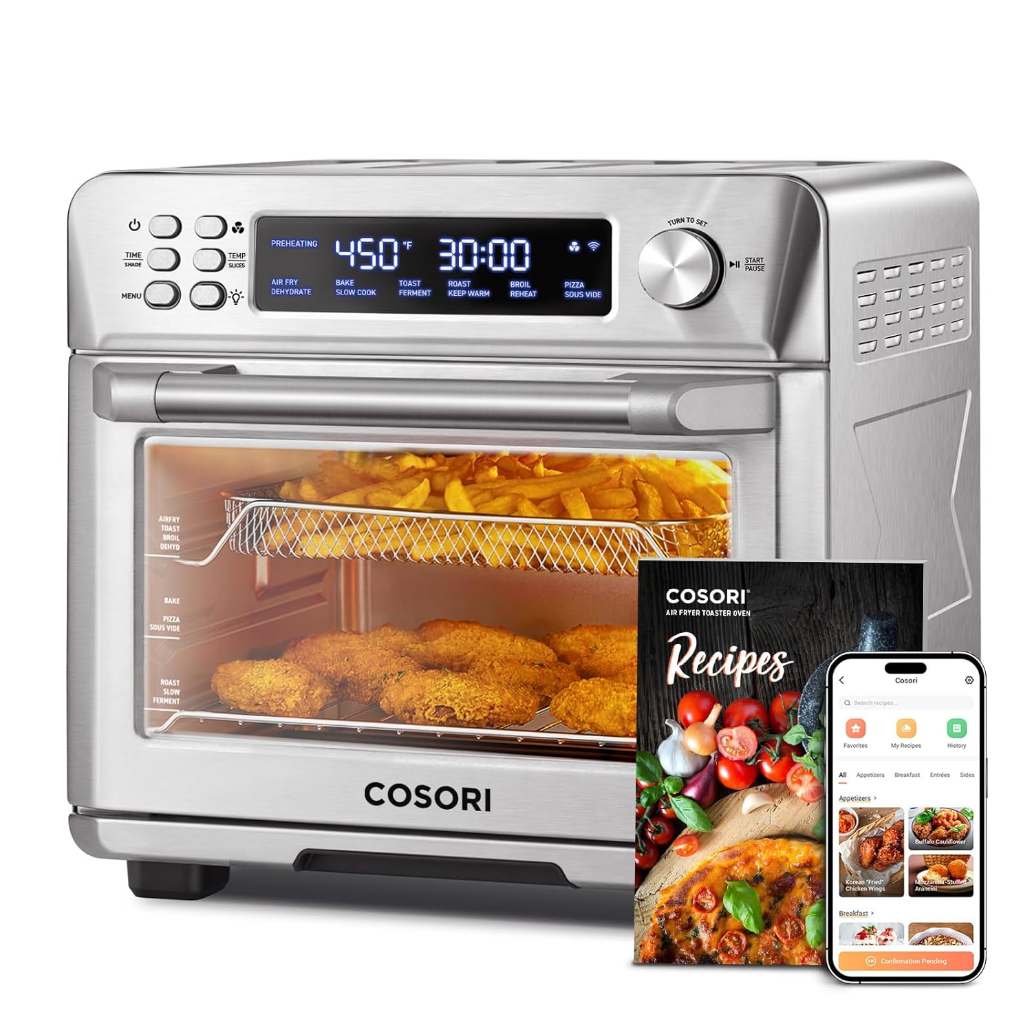 COSORI Smart 12-in-1 Air Fryer Toaster Oven Combo Airfryer Convection Oven Countertop Bake Roast Reheat Broiler Dehydrate 75