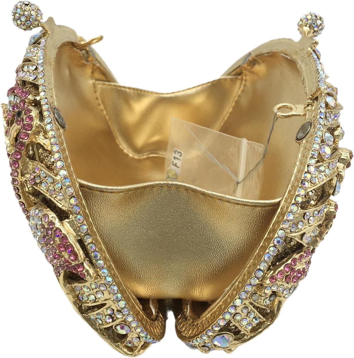 Boutique De FGG Mini Flamingo Clutch Purse for Women Wedding Evening Handbags Crystal Clutch Party Hardcase Rhinestone Bag