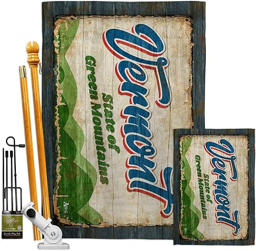 Americana Home & Garden Vermont Vintage Garden House Flag Kit Regional States American Territories Republic Country Particular Area Decoration