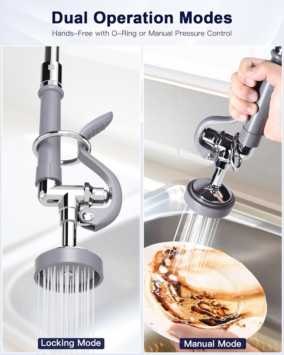 Pre Rinse Sprayer for Kitchen:Commercial Sink Sprayer Dish Spray Nozzle, Commercial Faucet Parts - High Pressure Dish Spray Valve Head for Restaurant(Gray)