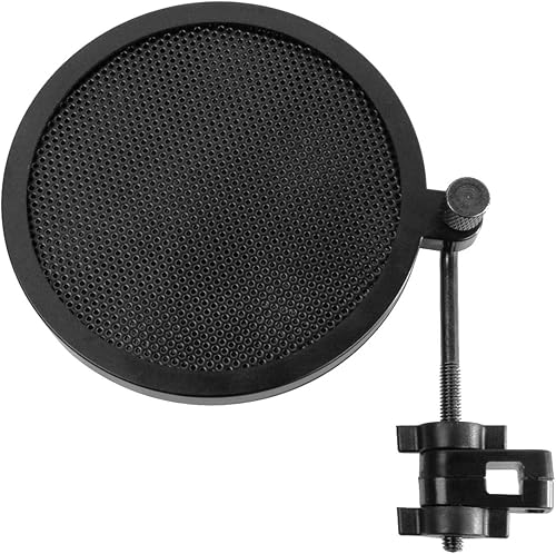 Miniatura 2 de Micrófono de estudio con filtro pop de 3.1 in, pantalla de viento, máscara de filtro pop, cuello de cisne para micrófono de estudio, montaje de