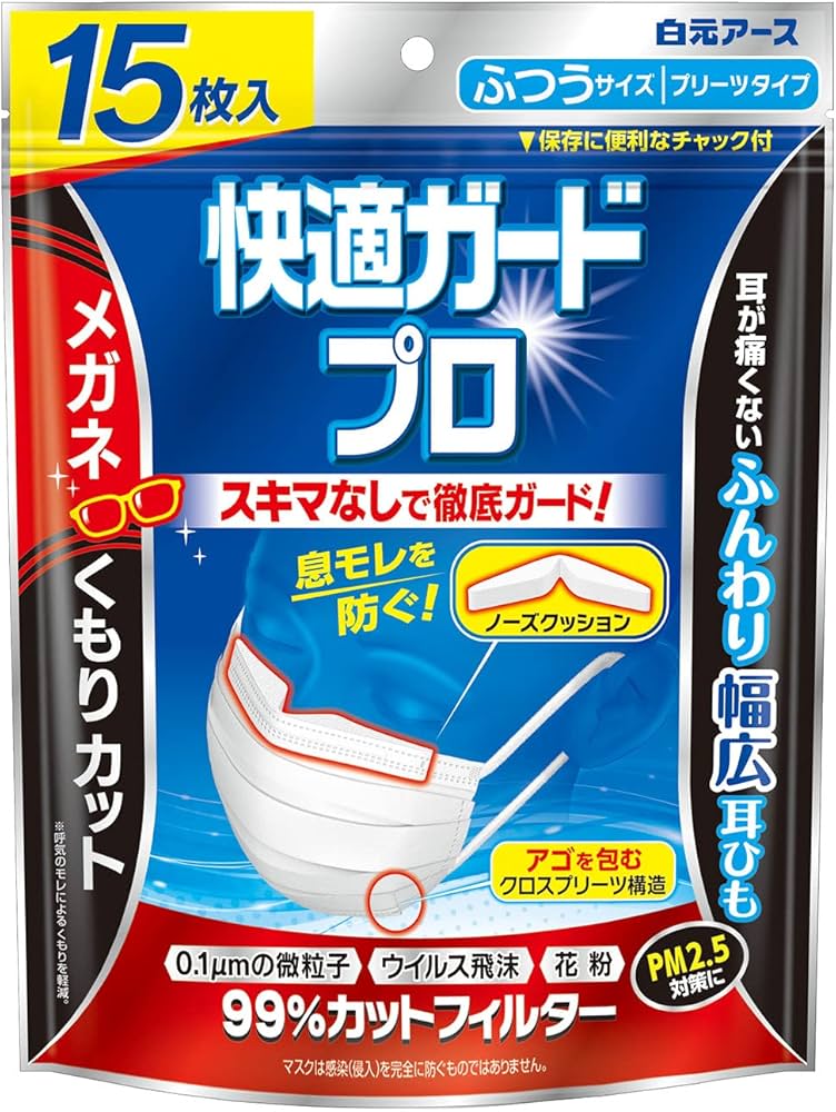 Amazon.co.jp: 白元アース 快適ガードプロ プリーツタイプ ふつう