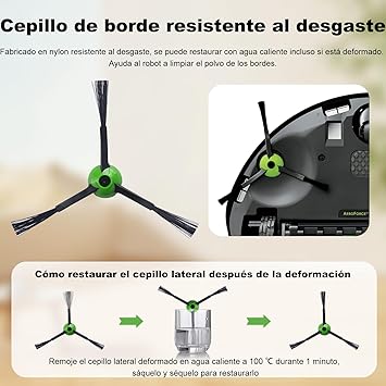 iRobacc 17 accesorios para iRobot Roomba Combo j7+/j7 plus/j9+/j9 plus/10 MAX robot aspirador, 2 cepillos de rodillos, 4 cepillos laterales, 3 bolsas de aspiradora, 3 filtros HEPA, 3 toallitas, 16