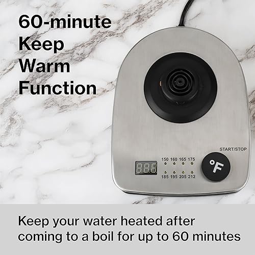 Miniatura 6 de 1.0L 1500W Tetera Eléctrica de Pico de Ganso - Interior de Acero Inoxidable - Ebullición Rápida - Apagado Automático, Protección Contra Hervir hasta