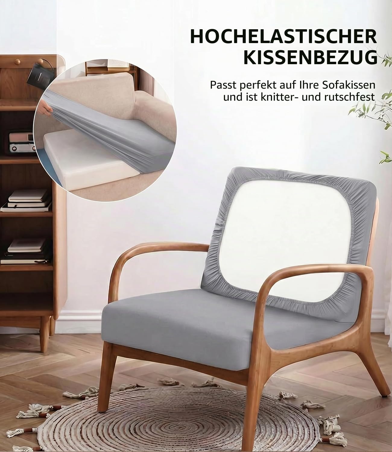 Hiseng Outdoor Sitzkissenbezug 12 Stück, Terrasse Gartenpolster Ersatzbezug, Hellgrau Stretch Sitzkissenbezug Sofa Kissenbezüge mit Gummiband für Terrassenmöbel, Gartenmöbel