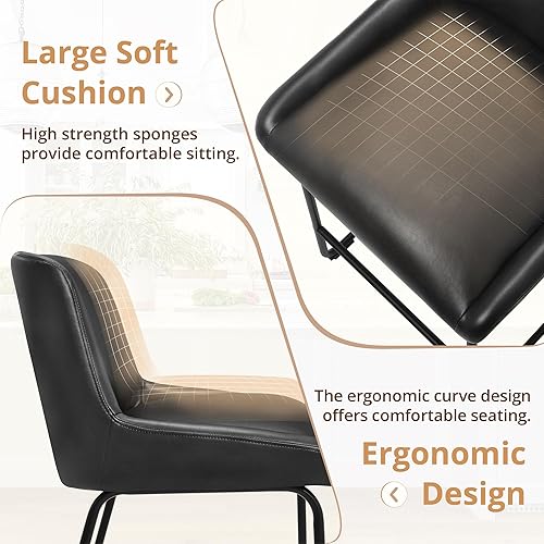 Miniatura 5 de LUE BONA Juego de 4 taburetes de bar de 26 pulgadas de altura de mostrador, taburetes de bar tapizados de piel sintética, taburete de bar con