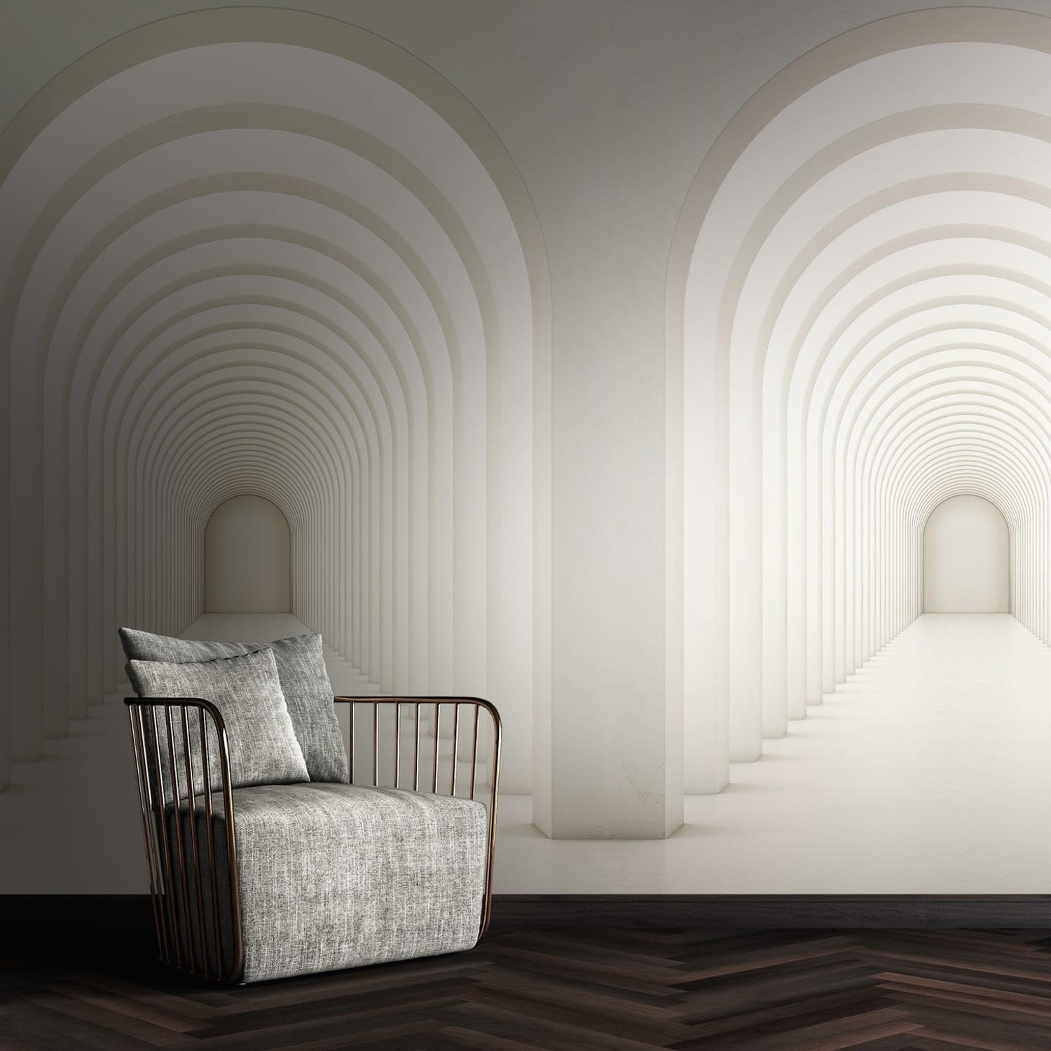 Papier peint intissé blanc gris architecture 0,53 x 8,80 m Profhome