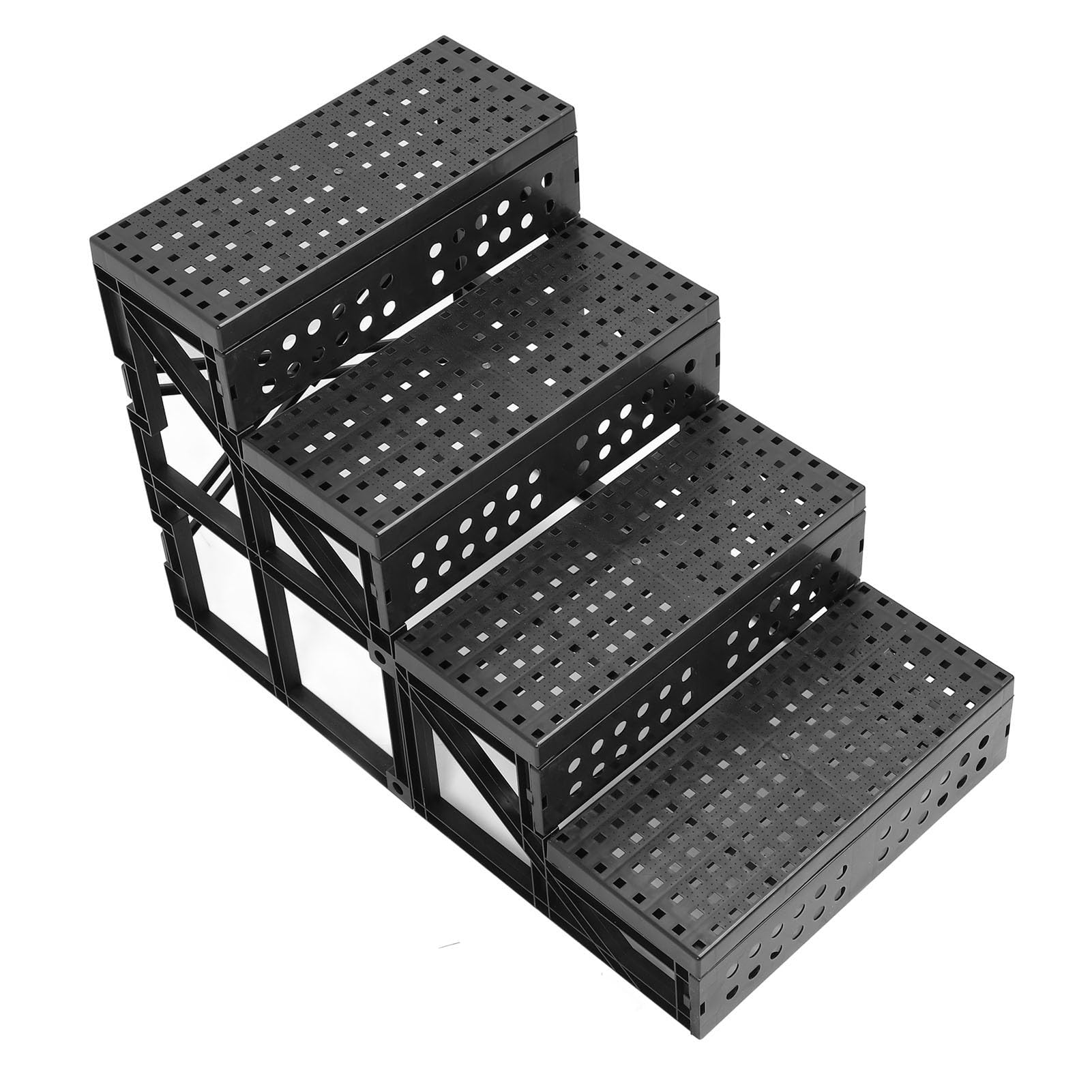 Hundetreppe Fürs Bett, 4-stufige, Höhenverstellbare, Faltbare, rutschfeste Hunderampe, Haustiertreppe für Hohe Betten mit Tragbarem Design für Kleine, Große, Mittelgroße Hunde und Katzen