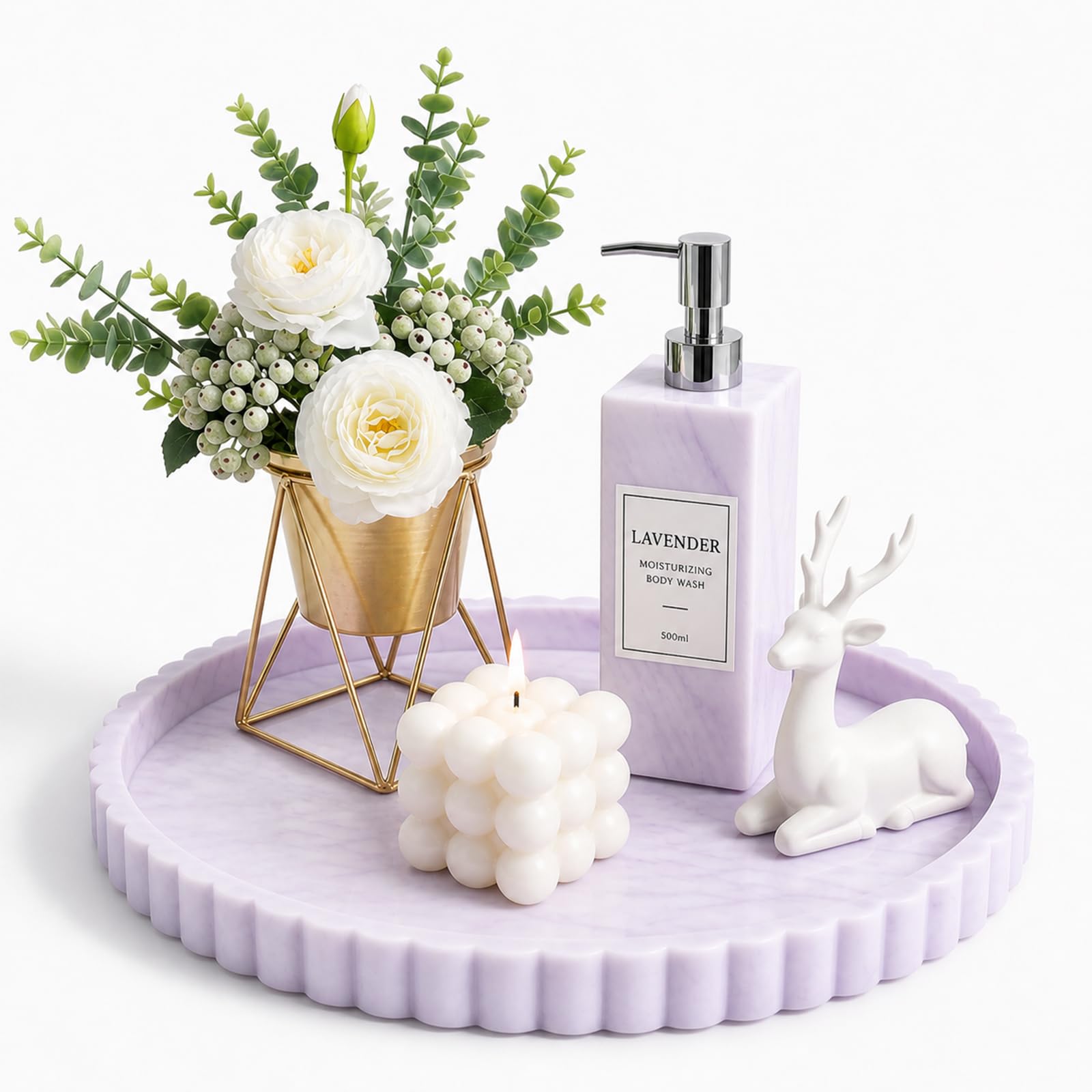 Silicone Bathroom Vanity Tray Round, 30 x 30 cm Stylish Bathroom Tray for Vanity Sink, Decorative Countertop Organizer for Perfume Cosmetics Skincare, Waterproof Storage Trays for Home Decor