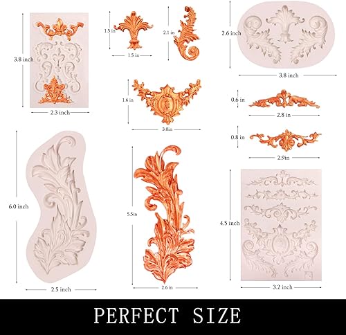 Miniatura 2 de Moldes barrocos de silicona para chocolate con plumas, moldes de fondant para decoración de tartas de fiesta de boda, decoración de pasteles,