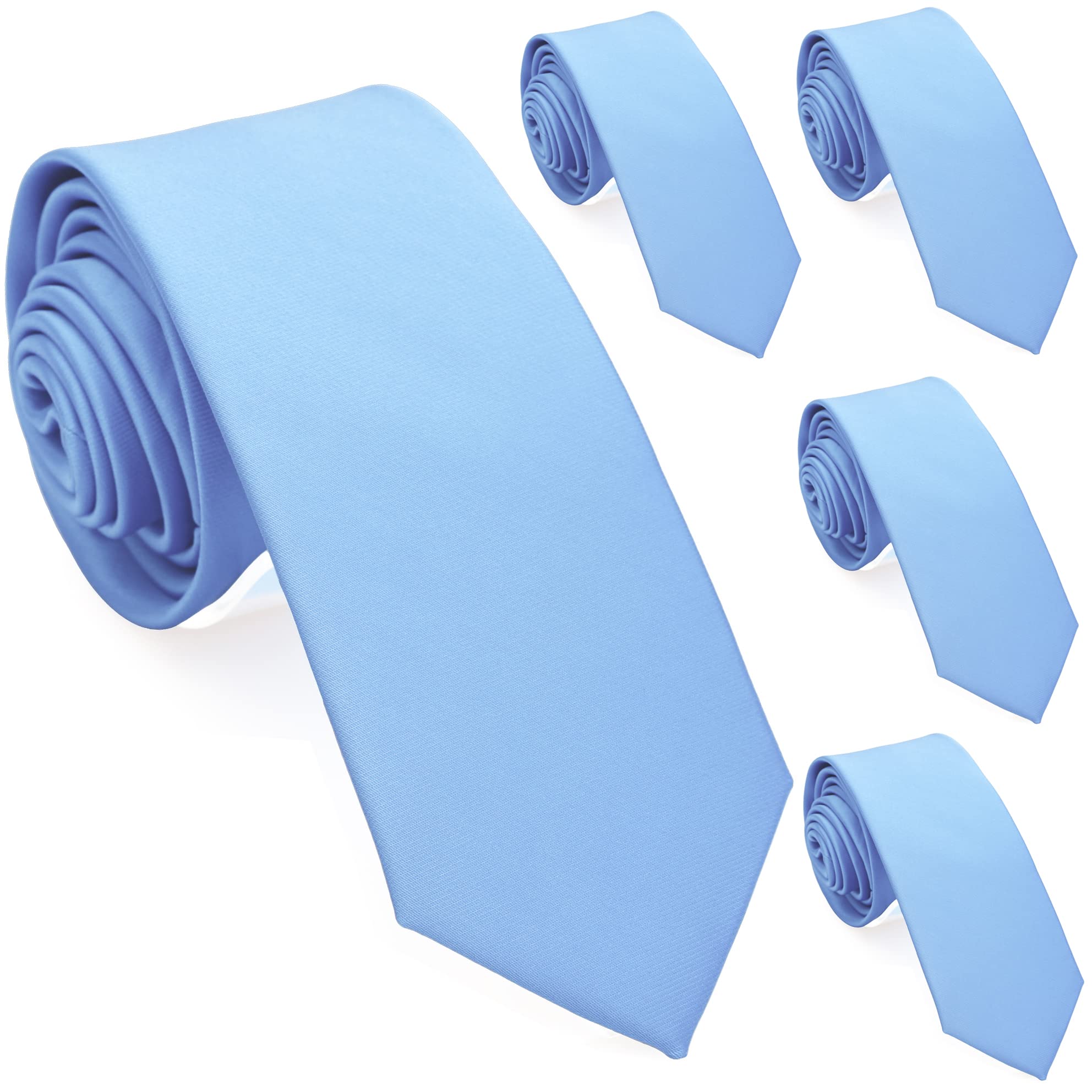 Skinny Ties for Men, 2.5-Inch Slim Neckties, Solid Color Packs