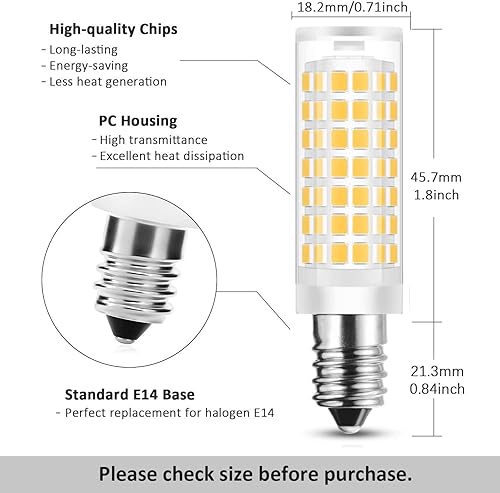 Miniatura 2 de Bombilla LED E14 turca marroquí lámpara base europea, campana extractora, bombillas de campana extractora AC110V-130V para nevera, campana Blanco