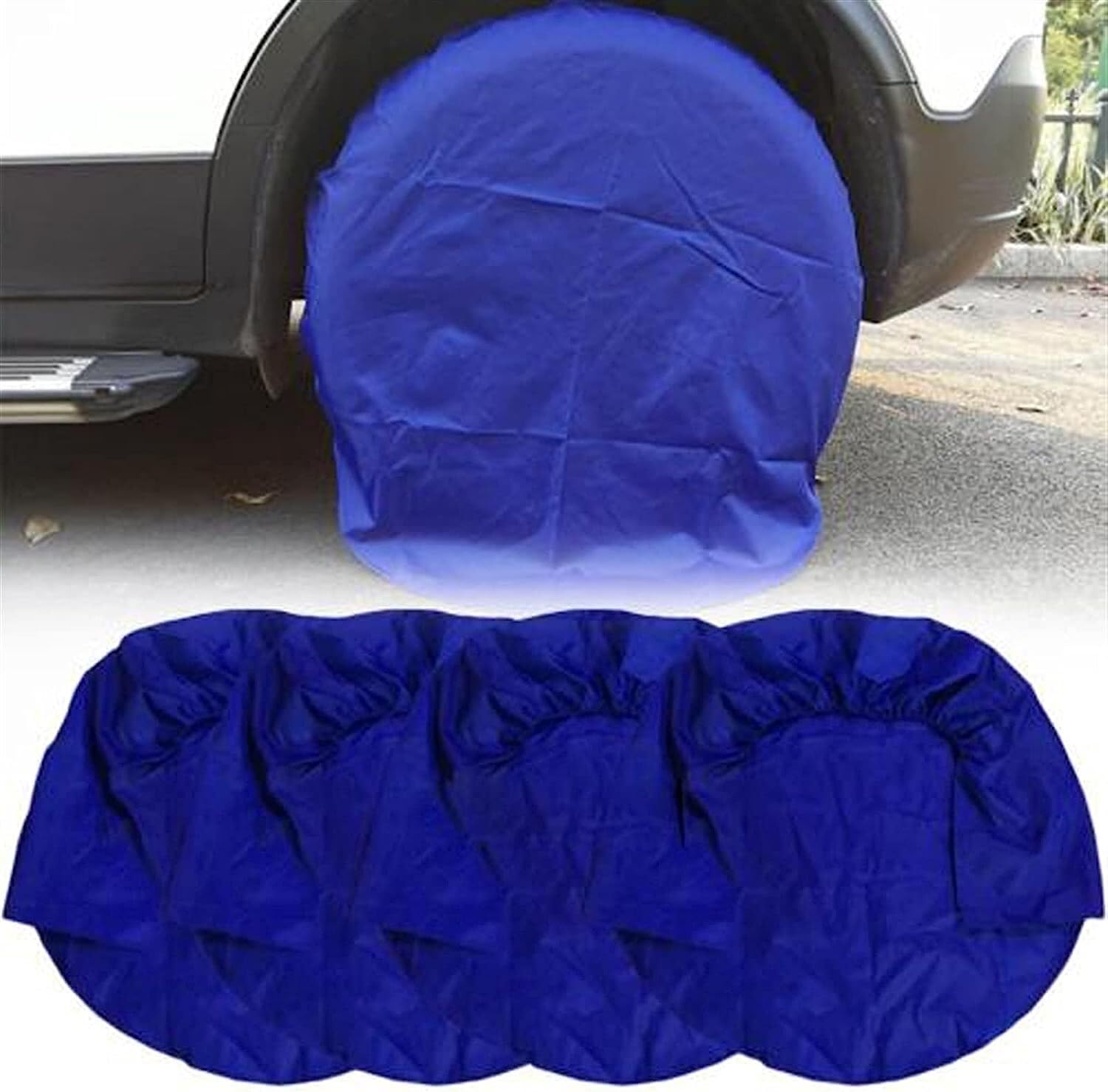Pokrowce na opony, osłona koła zapasowego, osłona opony samochodowej Zestaw 4 szt. Pokrowce na koła do przyczepy RV Truck Car Camper Przydatna czerń (kolor: niebieski) (Color : Schwarz)