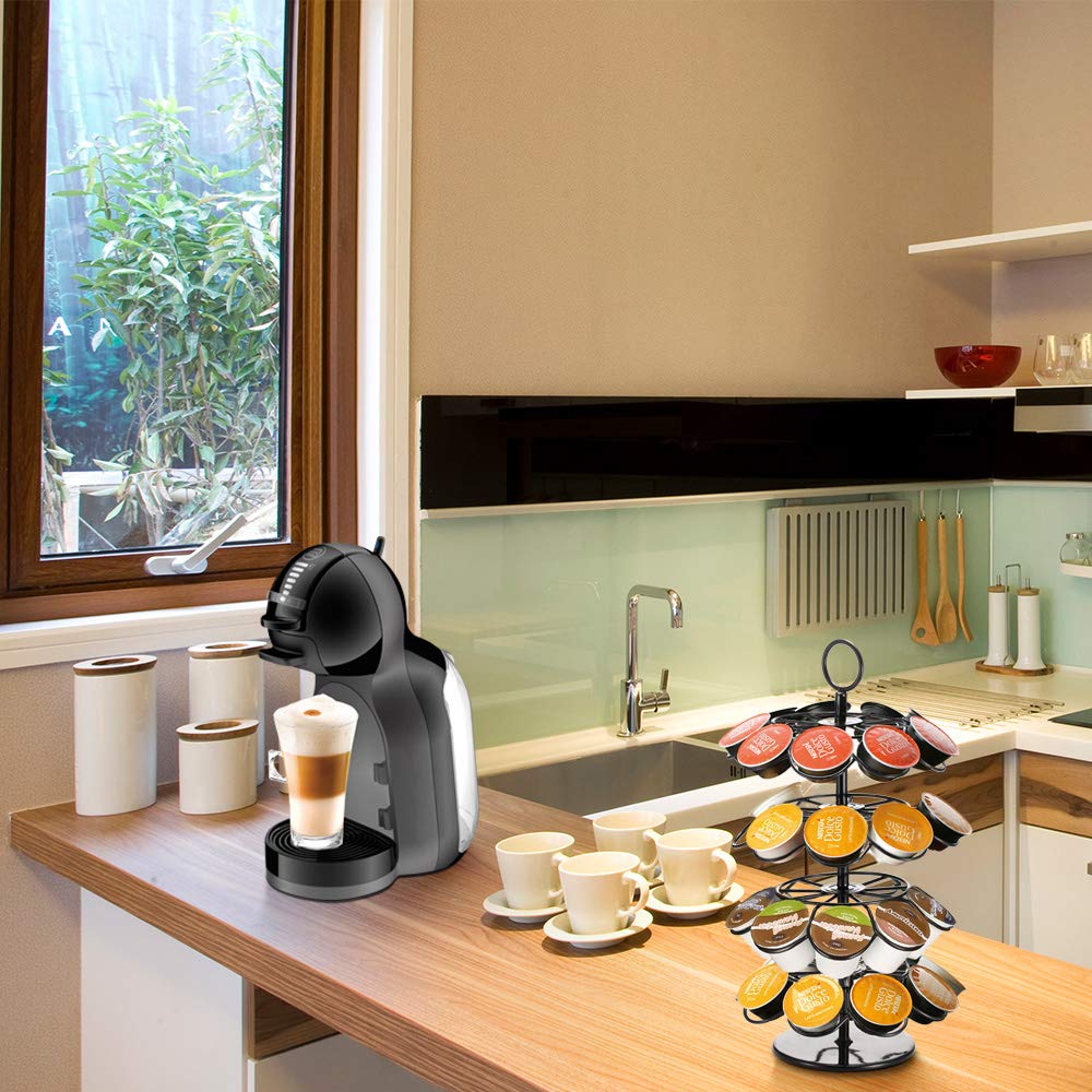 Support De Rangement De Dosettes De Café 36 Capsules En Métal Noir Avec Tiroir C