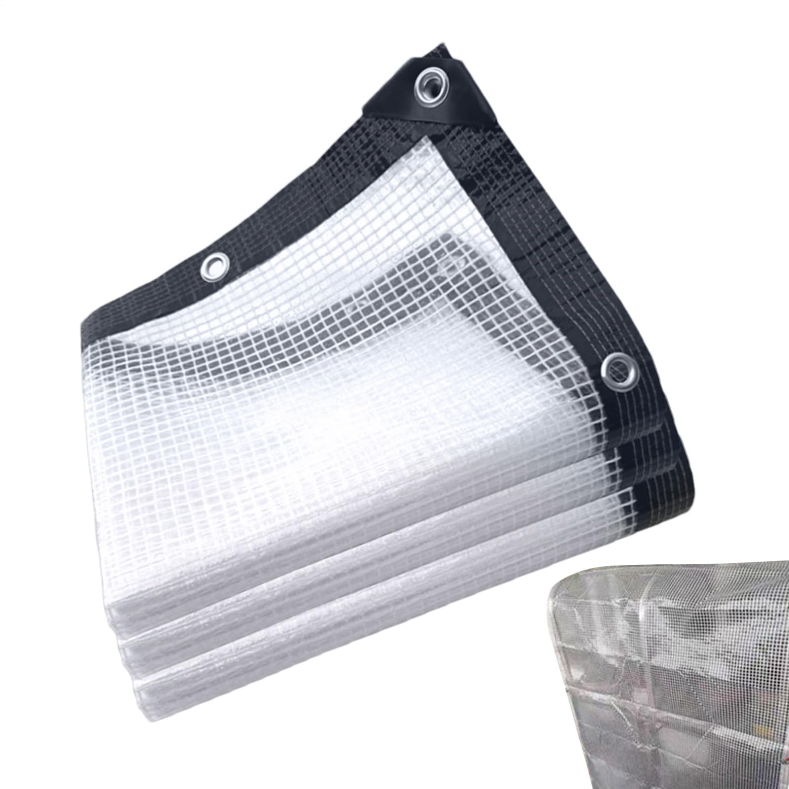 Bâche imperméable transparente 1,98x1,98 m robuste pour abri de jardin et bâche de protection poulailler