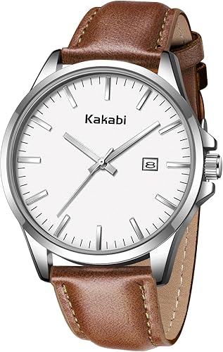 Relojes para hombres, reloj minimalista de correa de cuero para hombre, relojes de cuarzo analógicos clásicos con fecha, reloj de vestir impermeable