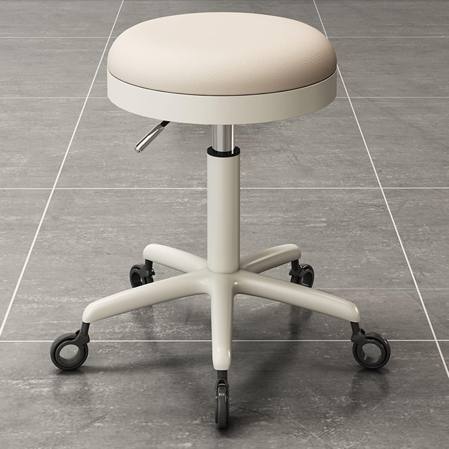 HIGOH Round Rolling Stool Chair Pu Leather Height