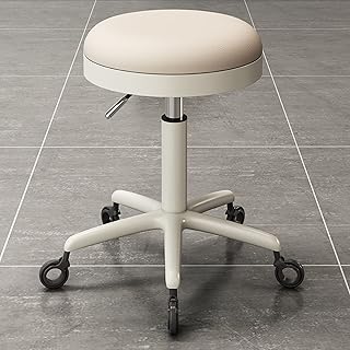 Rolling Stool Swivel Stools,Rolling Shop Stool with Wheels, Swivel Salon Stool Chair Adjustable Drafting Stool,Work Bench Stool(Beige)