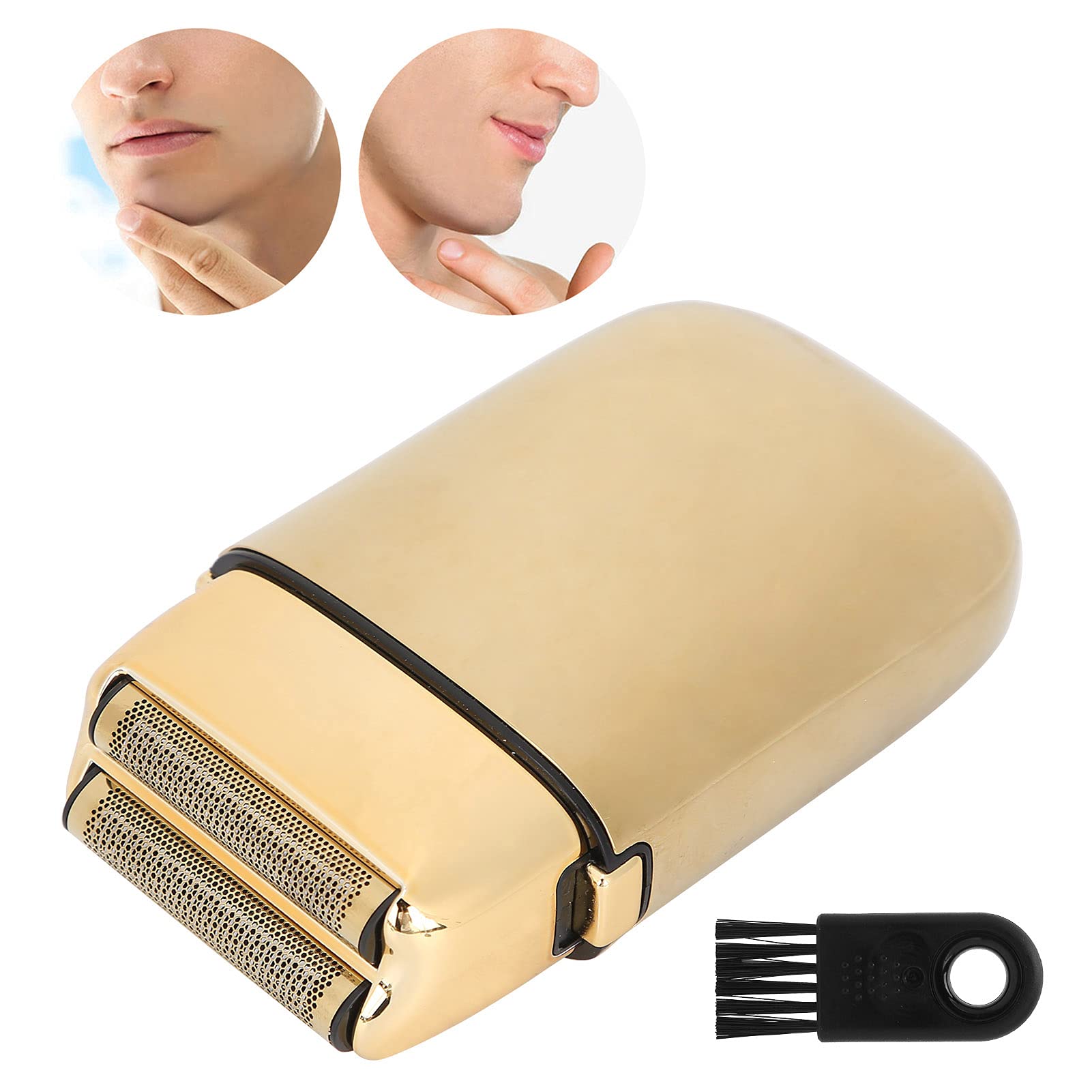 Herren Elektrorasierer Metall Doppelfolienrasierer Wasserdichter Elektrorasierer USB Wiederaufladbarer Kabelloser Elektrischer Rasierer Barttrimmer Golden