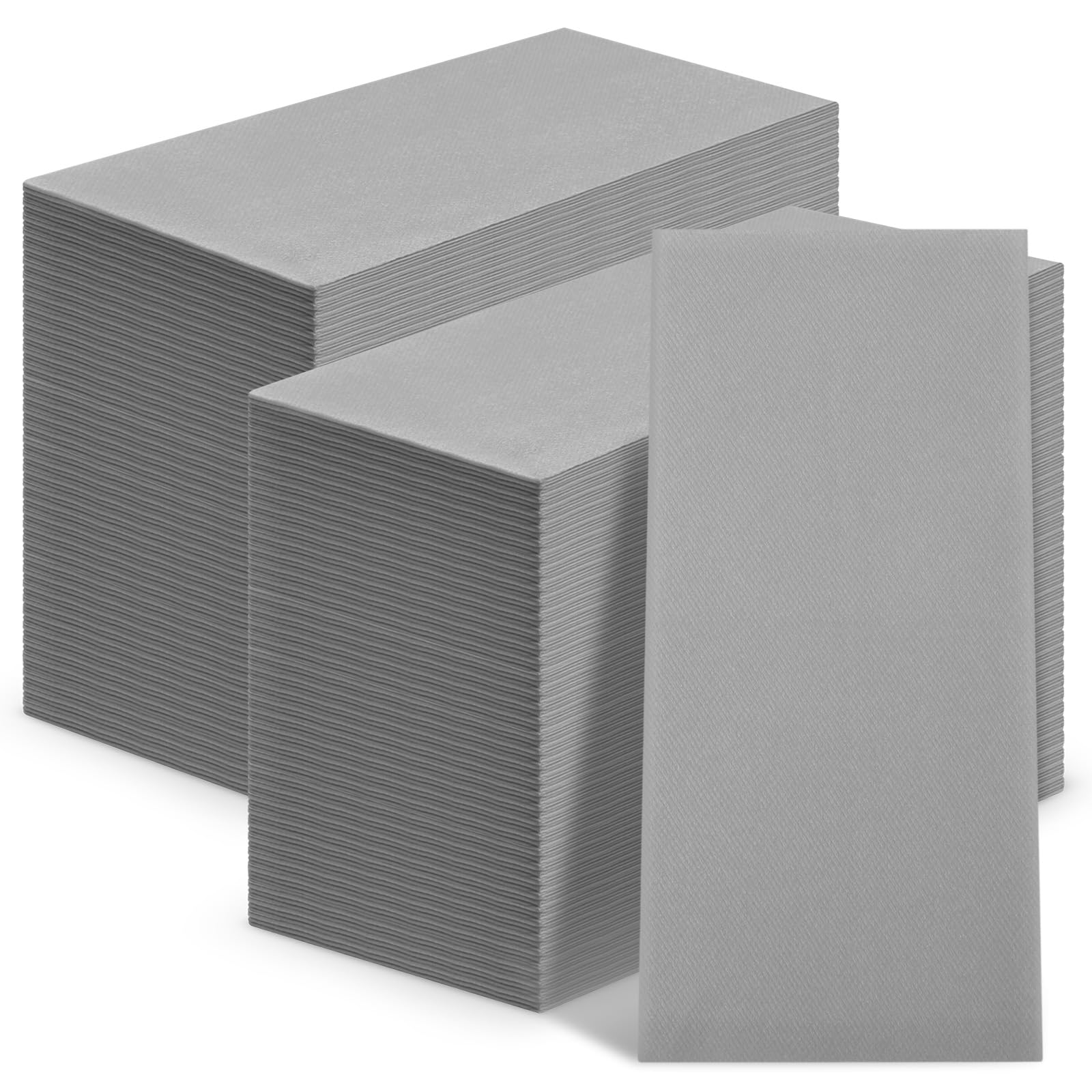 Qilery Lot de 100 serviettes de table en papier colorées au toucher lin - Douces et absorbantes - Jetables - Pour fête de mariage, salle de bain, cuisine (gris) - 43,2 x 30,5 cm