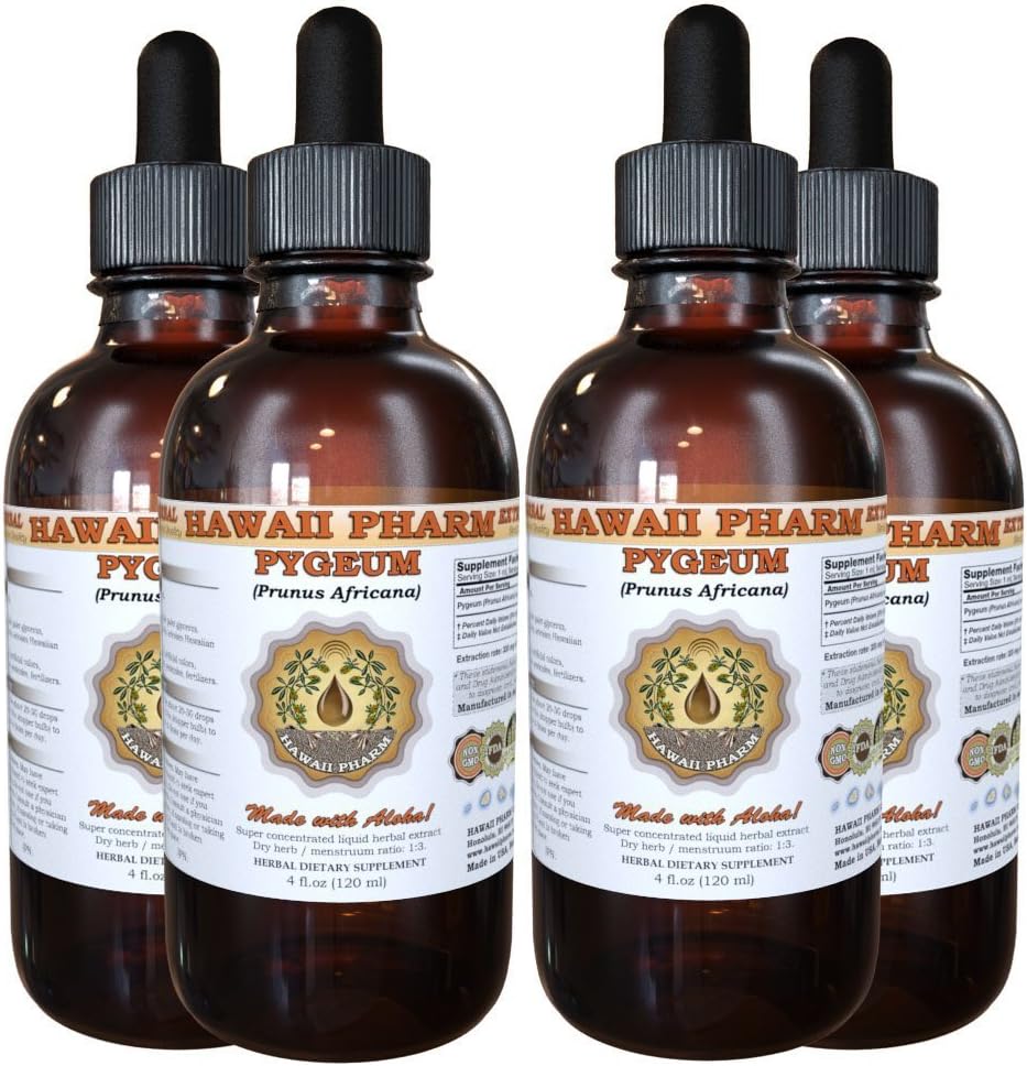 Hawaii Pharm Pygeum (Pygeum Africanum) Liquid Extract, Tincture, Herbal Supplement, Made in USA, 2x4 fl.oz