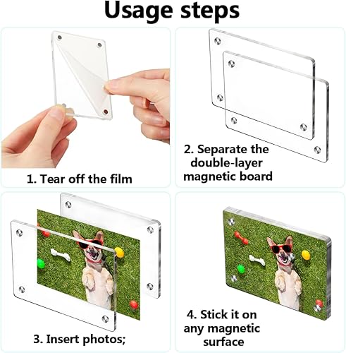 Miniatura 5 de 24 portarretratos con imán acrílico para nevera, marco magnético de doble cara, mini marco transparente para Fujifilm Instax, 2.36 x 3.54 pulgadas