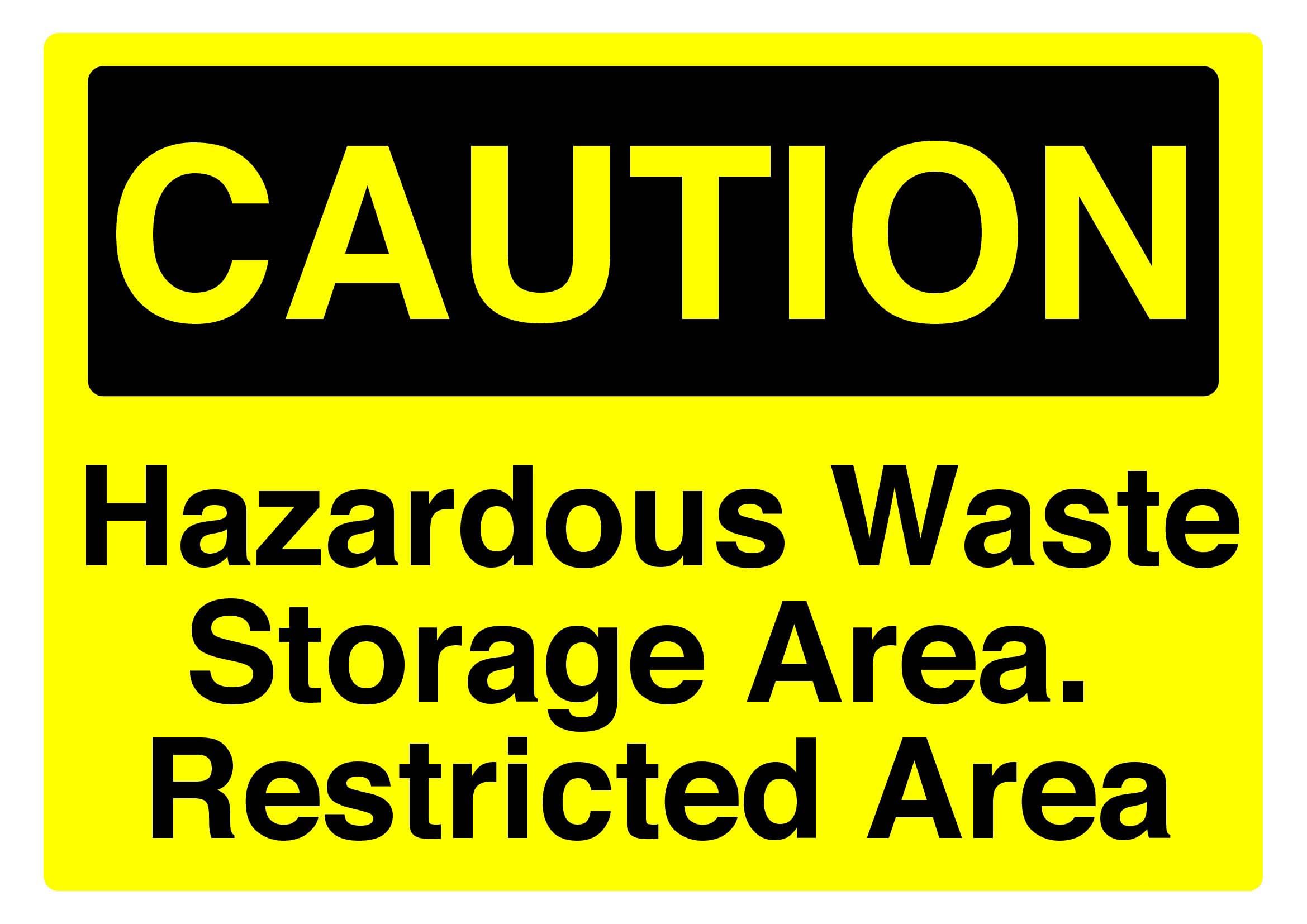 Hazardous Waste Storage Area Caution Sign, 12x8 Inch Metal Tin Sign, Durable Safety Wall Decor for Industrial and Commercial Sites